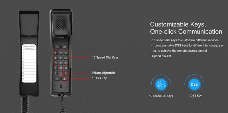 Description Picture 4 of itemFanvil Wall-mounted SIP Telephone for Bathroom Hotel Restroom Office Maison Home Handset VoIP Phone System Support 2 SIP Lines