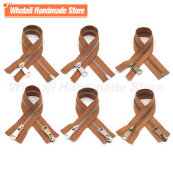 10-80cm 5# High Quality Open-End Auto Lock Metal Zipper Brown Diy Handcraft For Clothing Pocket Garment Shoes Sewing Accessory