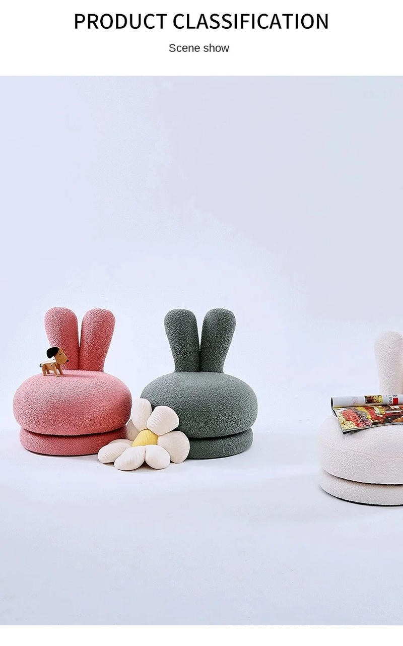 Description Picture 6 of itemLamb Plush Single Sofa Children's Rotatable Cartoon Cute Small Stool Leisure Seat Furniture Footrest Seat Puffs Dresser Chair