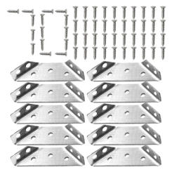10pcs Stainless Steel Furniture Corner Connector Furniture Hardware Fastener With Screw Corner Braces Triangular Support
