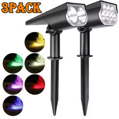 1~3Pack Solar Lights Outdoor 7LED Adjustable Spotlight In-Ground Waterproof Wall Lamp for Home Garden Lawn Yard Decoration