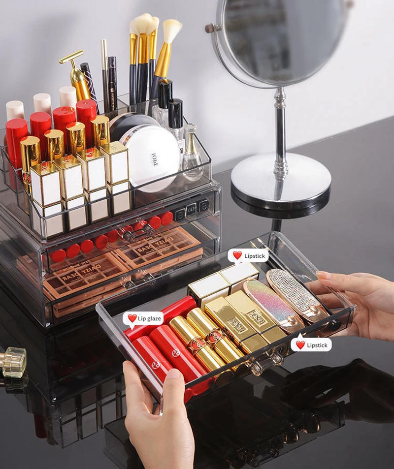 Description Picture 6 of itemDrawer Acrylic Clear Makeup Storage Organizer Large Cosmetic Display Case Stackable Drawers Dresser for Skin Care Makeup Storage