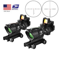 ACOG 4X32 Real Fiber Optics Red Dot Illuminated Chevron Glass Etched Reticle Optical Sight Hunting Airsoft Gun Scope