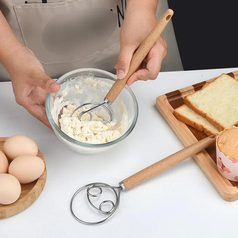 Description Picture 5 of itemHand Danish Dough Whisk Bread Mixer Stainless Steel Cake Pastry Bread Dough Hand Mixer Stick Egg Beater Kitchen Baking Tools