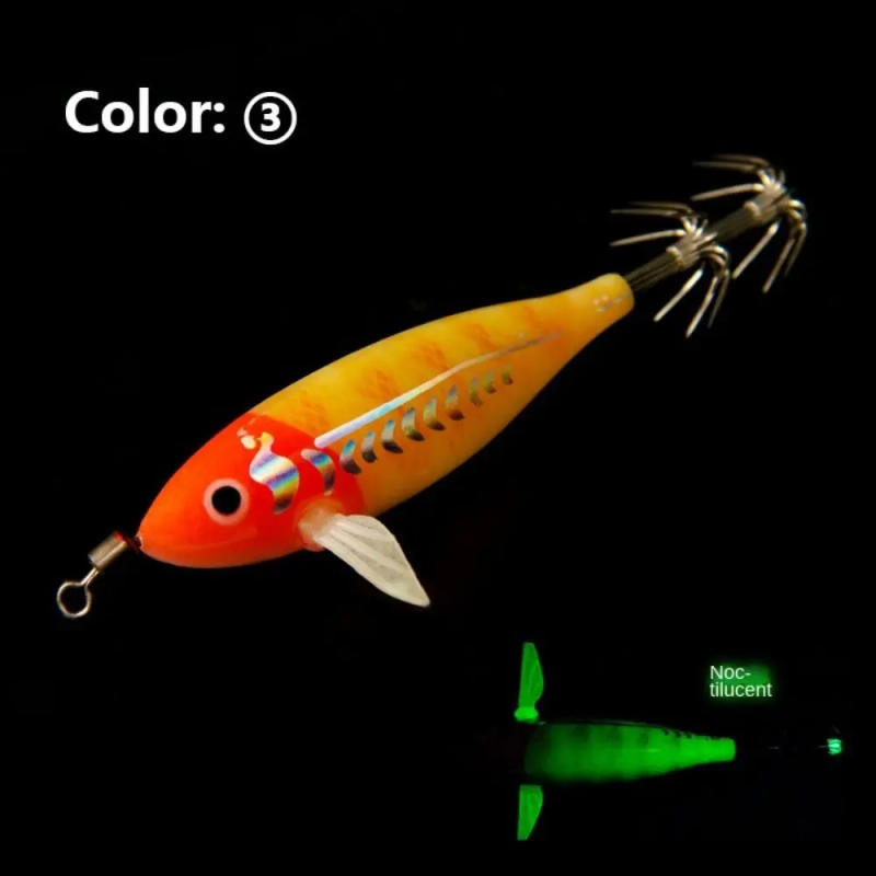 Description Picture 6 of item75mm 5.5g Artificial Fishing Lure Squid Hook Jigs Noctilucent Squid Cuttlefish Jigs Lure Spinnerbait Wood Shrimp for Sea Fishing