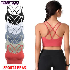 1PC Cross Back Sports Bra for Women – Padded Yoga Bralette w/Criss Cross Straps – Low Impact Workout Top for Gym,Running,Pilates