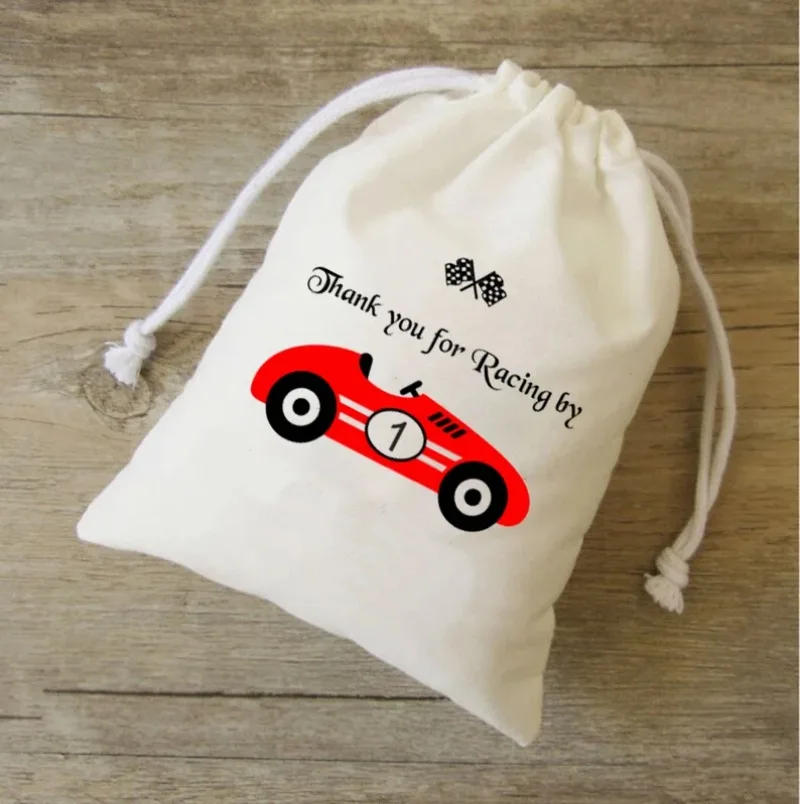 Description Picture 6 of item5 Pcs Race Car Sports Pattens Drawstring Pockets Bag Family Birthday Party Suppies Kids Party Decoration Anniversaire Favors