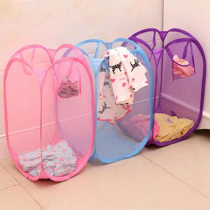 Description Picture 2 of itemMesh Laundry Basket Foldable Small Dirty Storage Basket Livingroom Bedroom Change Clothes Basket Portable Business Travel