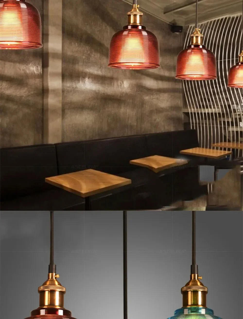 Description Picture 6 of itemGlass Retro Chandelier Stained Glass Dining Room Pendant Lamp Living Room Bar Bedside Study Entrance Balcony Decoration Light