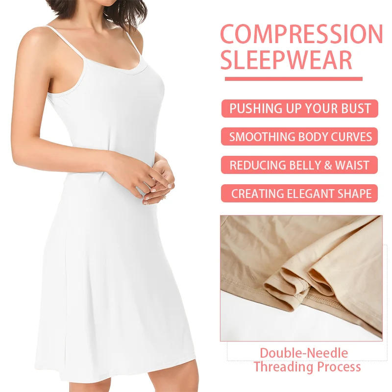 Description Picture 4 of itemSolid Sling Dress for Women Compression Sleeveless Slip Under Dress Backless Soft Pajamas Breathable Underwear Sexy Sleepwear