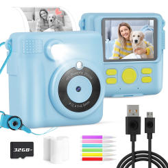 CNCBSR Children Digital Camera Instant Print for Kids Thermal Print Instant Photo Printing Camera Video 32GB Christmas Kids Gift
