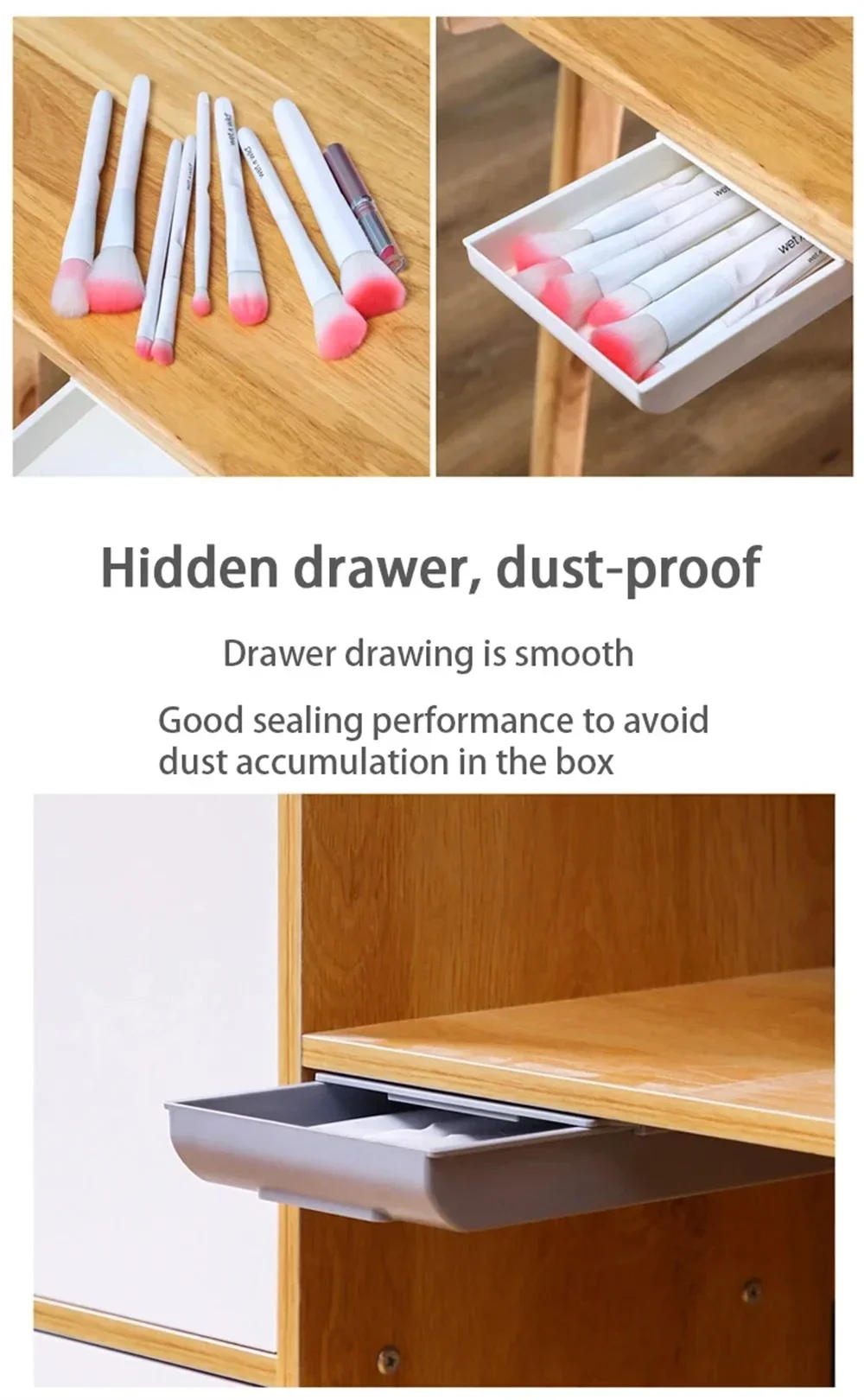 Description Picture 5 of itemDesk Organizer Drawer Hidden Self-Adhesive Plastic Office Desk Storage Box Accessories Pencil Stationery Sundries Storage Case