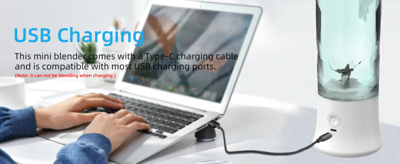 Description Picture 6 of itemPowerful 20 oz Personal Portable Blender BPA Free USB C Rechargeable Blender with Travel Lid for Shakes Smoothies Home Travel