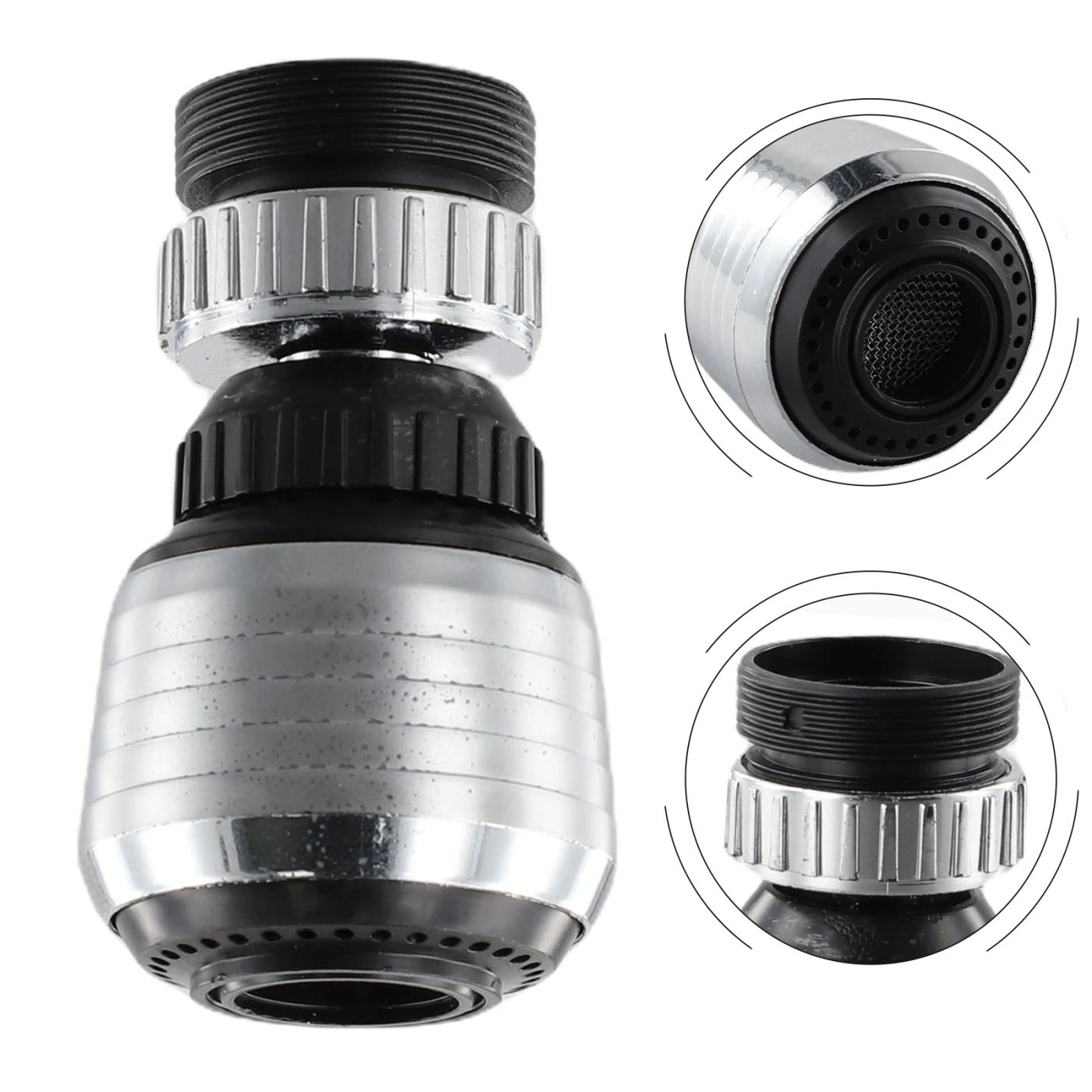 Description Picture 5 of item360 Rotate Swivel Kitchen Tap Aerator Faucet Nozzle Filter ABS Chrome 24mm Male Thread Faucet Replacement Bathroom Accessories