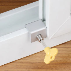 Door Window Lock Restrictor with Key Window Cable Limit Lock Adjustable Portable Alloy Multi-function for Bedroom and Office
