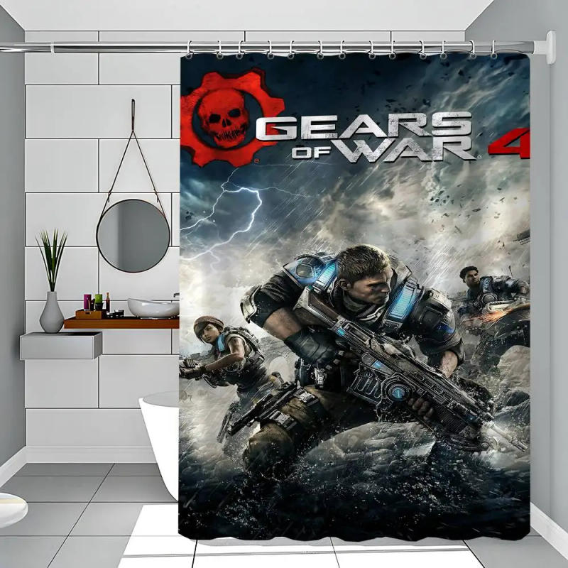 Description Picture 2 of itemGame G-Gears Of W-War Simple Shower Curtain Bathroom Shower Curtain Easy To Clean And Scrub Polyester Waterproof Light Opaque