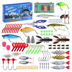 Christmas Fishing Lures Set Advent Calendar Creative Fishing Baits Countdown Calendar Box Festival Theme Novelty Gift for Fisher