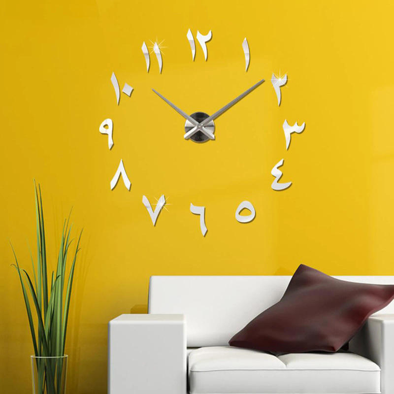 Description Picture 3 of item3D DIY Wall Clock, Large Wall Sticker Clock , Acrylic Wall Clock Sticker Mirror Wall Clock Decor for Living Room Study Bedroom