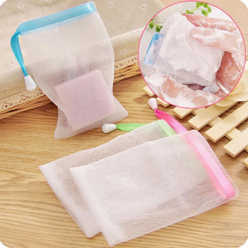 Description Picture 3 of item10pcs Facial Cleanser Manual Foaming Net Bag Wash Face Soap Liquid Soap Whipped Mousse Bath Shower Blister Foaming Net