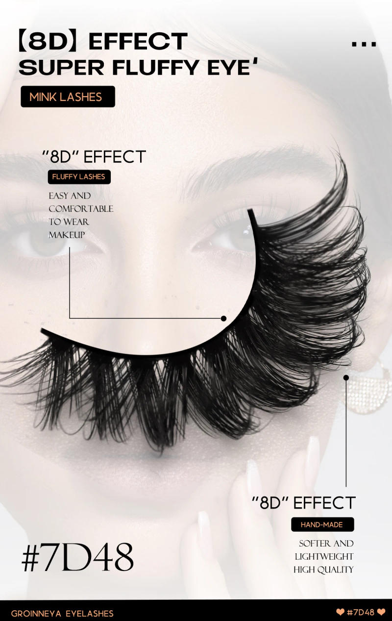 Description Picture 3 of itemGROINNEYA 5 Pairs Fluffy Eyelashes 8D Volume False Lashes Russian Strip Lashes Extensions Thick Soft Curly Fake Lashes Makeup