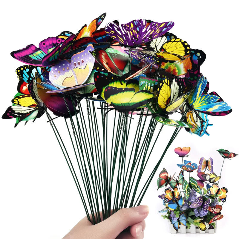 Description Picture 2 of item5-24Pcs/Set 3D Simulation Butterflies Garden Yard Planter Colorful Butterfly Stakes Decoracion Outdoor Decor Flower Pots Decor