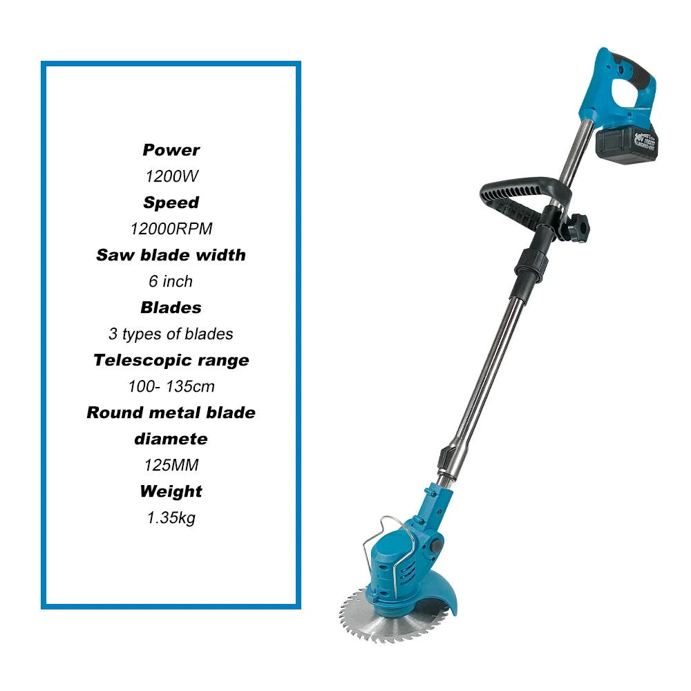 Description Picture 4 of itemKamolee Electric Lawn Mower Cordless Grass Trimmer Length Adjustable Cutter Household Garden Tools For Makita 18V Battery