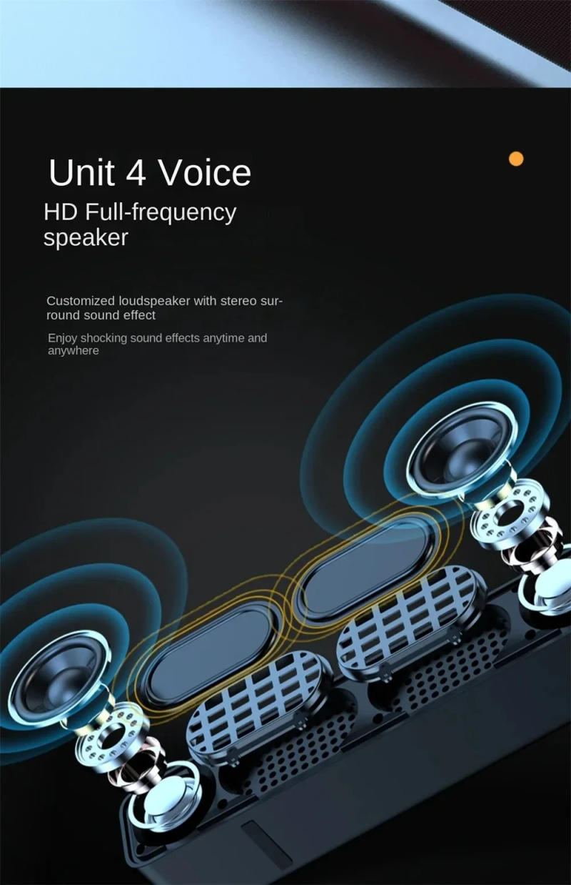 Description Picture 6 of itemOriginal Bluetooth Subwoofer Soundbar TV Audio Echo Wall Computer Speaker Home Theater Music Wireless Blueooth Speaker Gift