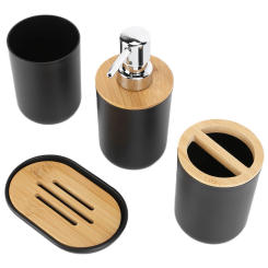 4Pcs Bathroom Accessory Set Bamboo Waterproof Gift Toothbrush Cup Soap Box for Home Hotel