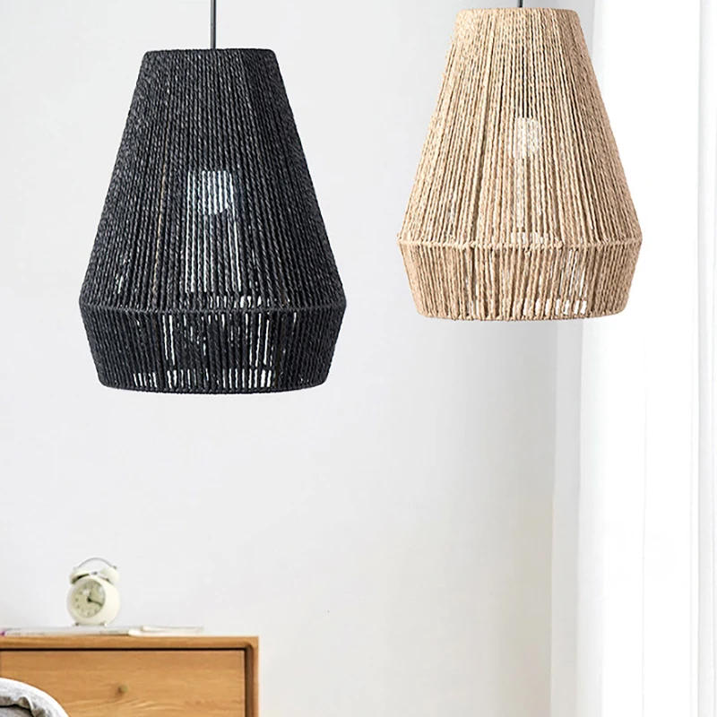 Description Picture 3 of itemModern Woven Pendant Light Fixtures Farmhouse Hanging Lamp Handwoven Rattan Basket Shade For Kitchen Island Dining Room Hallway