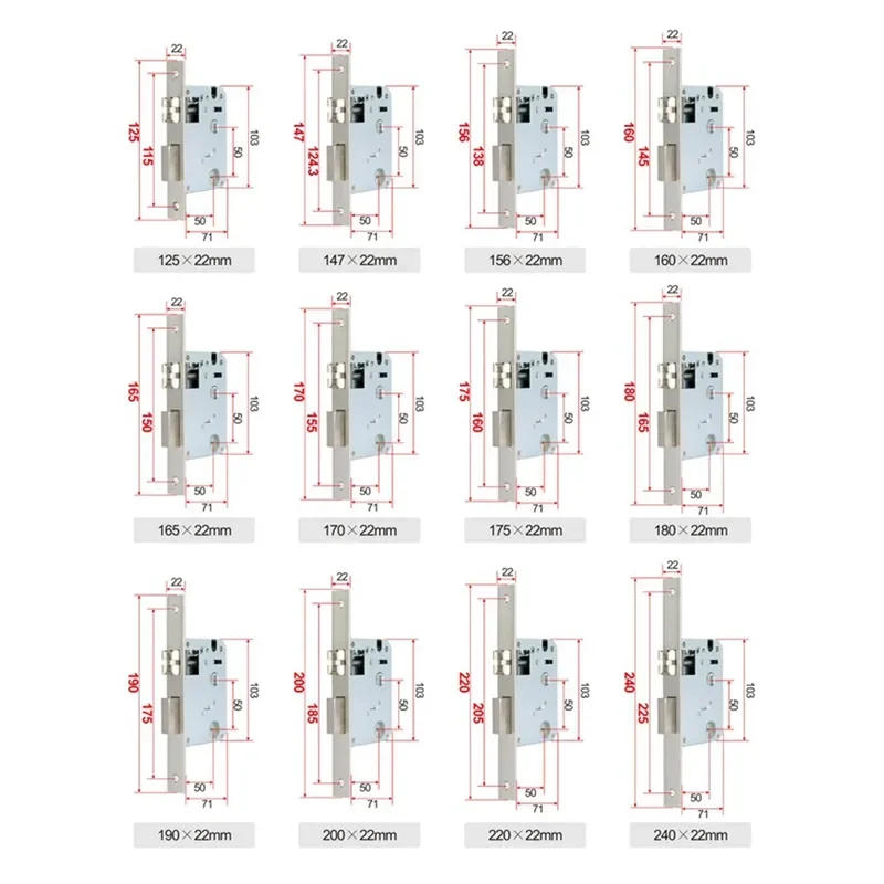 Description Picture 2 of item5050 Lock Body Metal Stainless Steel Electronic Lock Body 5050 Mortise For Tuya Face Recognition Fingerprint Smart Door Lock