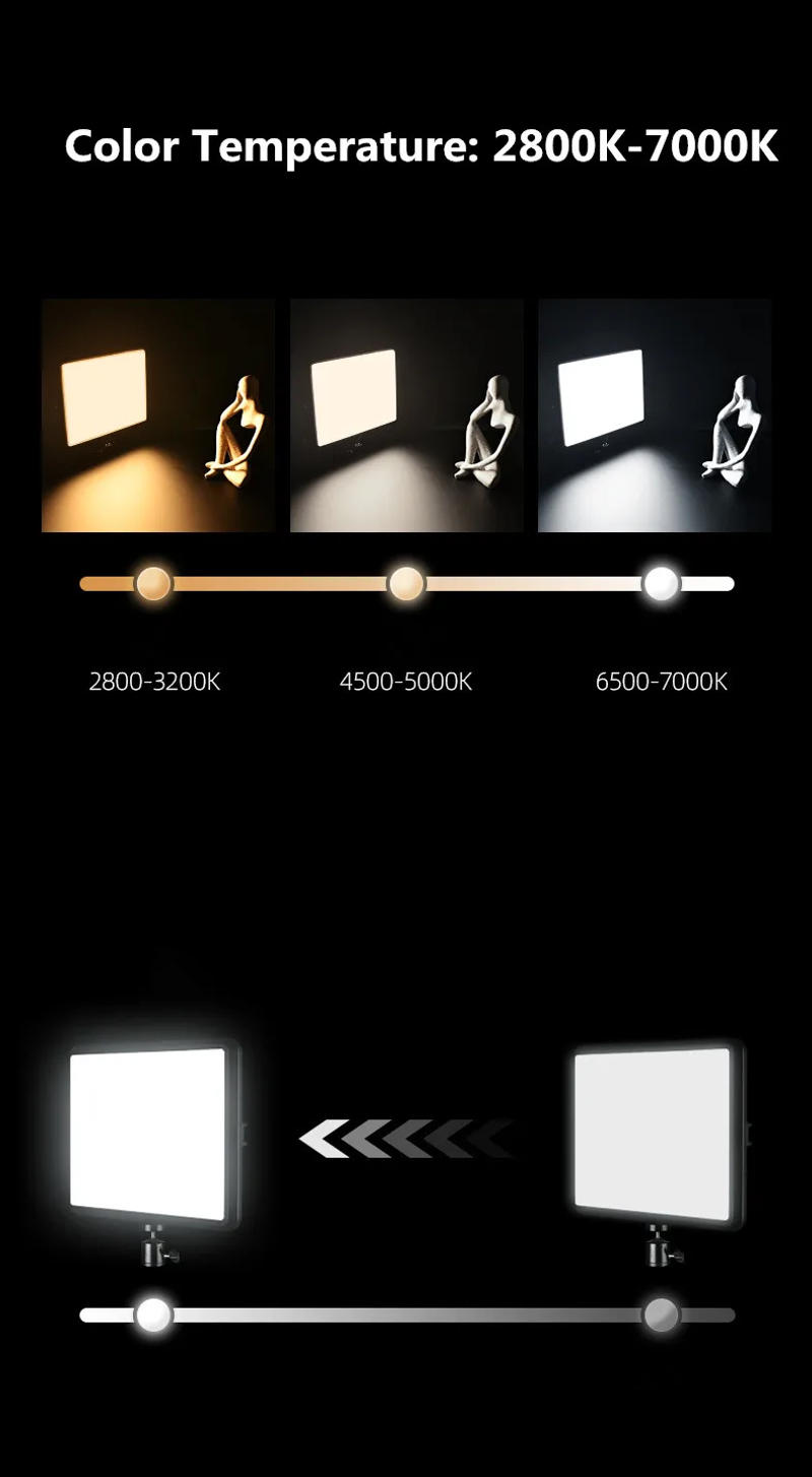 Description Picture 5 of item8/12 Inch LED Photography Video Light Panel Lighting Photo Studio Lamp Kit For Shoot Live Streaming Youbube With Tripod Stand