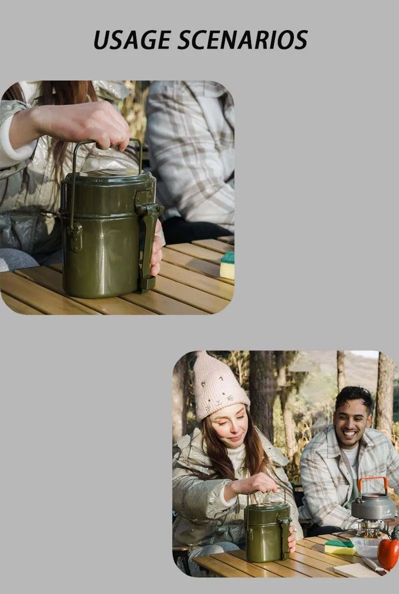 Description Picture 3 of itemTARKA Camping Lunch Box Army Canteen Cup Pot For Picnic Travel Water Cup Bowl Outdoor Cooking Cookware Set Camping Supplies
