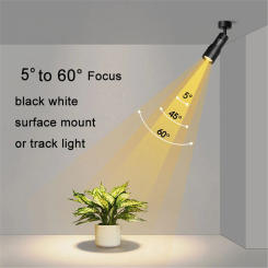 Adjustable 5° 6° 8° 10° Narrow Beam Angle Black White LED Focus Ceiling Spotlights, 3W 7W 12W Zoomable Track Lights with Zooming