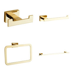 Gold Plated Brass Made Towel Bar Towel Ring Toilet Paper Holder Robe Hook Bathroom Accessories Bathroom Hardware
