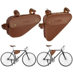 Bike Retro Triangle Bag PVC Bike Repair Tool Pouch Large Capacity Bicycle Frame Storage Bag for Mountain Road Bike