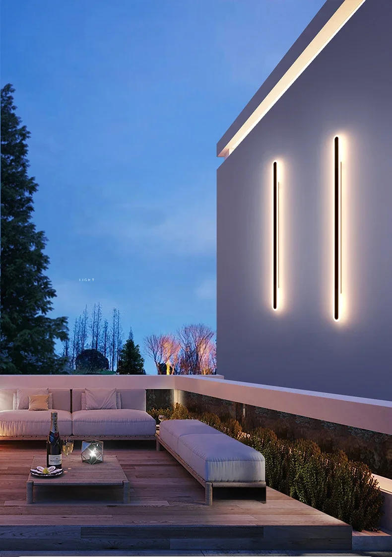 Description Picture 2 of itemGarden Outdoor Waterproof Long Strip LED Wall Lamp IP65 Aluminum Wall Light Garden Porch Sconce Light 110V 220V 24V Warm White