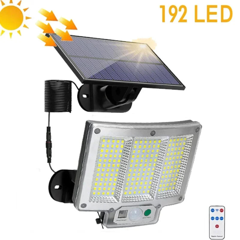 Description Picture 2 of itemUltra Bright Solar Split 192LED Wall Lamp Outdoor Waterproof Human Body Sensing Courtyard Remote Control Floodlight Garage Light