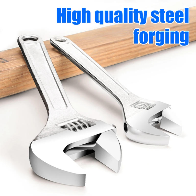 Description Picture 2 of item6/8/10/12in Adjustable Wrench Large Openin long Handle Universal Spanner Carbon Steel Mechanical Workshop Hand Repair Tools