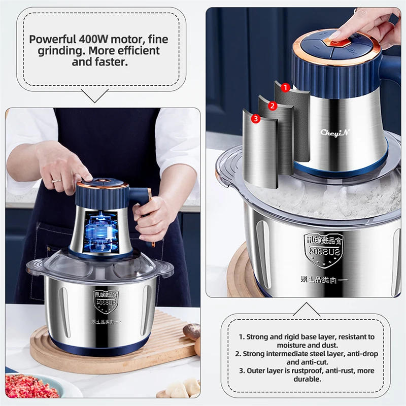 Description Picture 6 of itemElectric Meat Grinders 4L Household Automatic Meat Grinder 2L Cooking Mincer Machine 4D Blade Quick Processing Kitchen Appliance