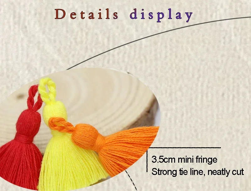 Description Picture 4 of item10pcs 3cm Mini Craft Tassels Fringe Tassels Pendant Crafts Sewing Tasses DIY Handmade Earring Jewelry Key Curtains Fringe Trim