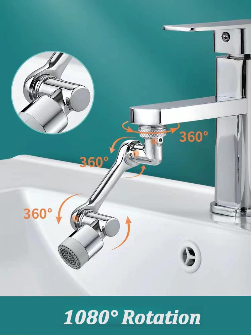 Description Picture 4 of item1080°Rotatable Faucet Aerator Bathroom Washbasin Tap Splash Filter Kitchen Faucet Extend Faucet Water Saving Bubbler Nozzle
