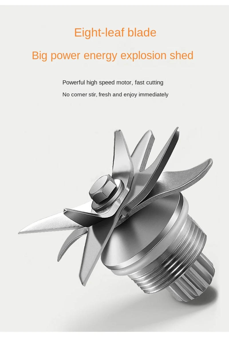 Description Picture 3 of itemPortable Juicer Mini Electric Blender Multifunction Juice Maker Machine Fruit Mixers Extractors Smoothies Mixer 8 Blades 3000mAh