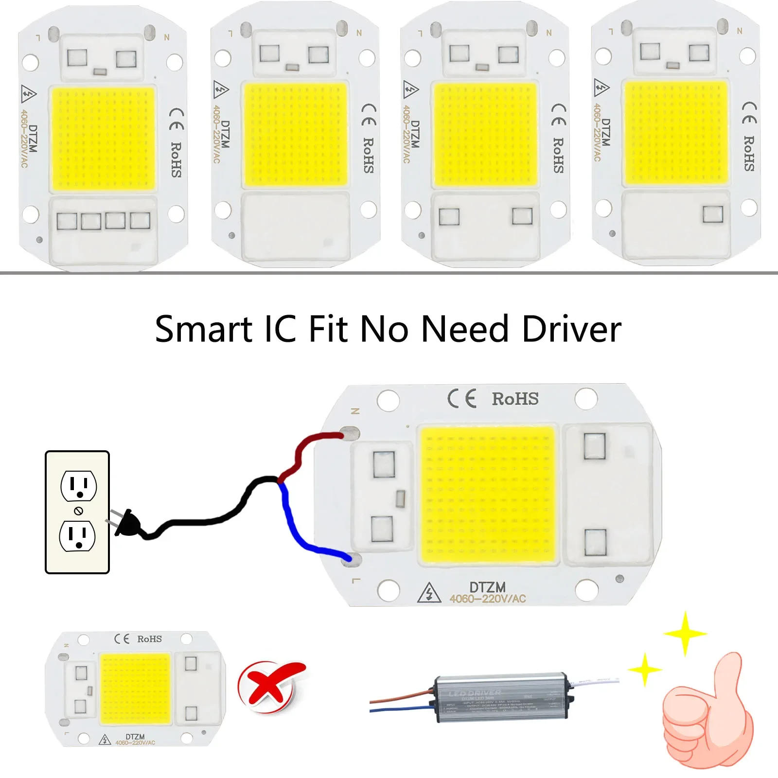 Description Picture 4 of itemLED  Lamp Bead  AC220V 10W 20W 30W 50W  Smart IC No Need Driver DIY Flood Light LED Bulb Spotlight Outdoor Lamp