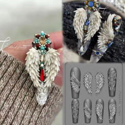 1Pc Wing Lace Bow Snake Rose Skeleton Vintage Bow 3D Acrylic Mold Nail Art Decorations DIY Silicone Nail Templates Nail Mold