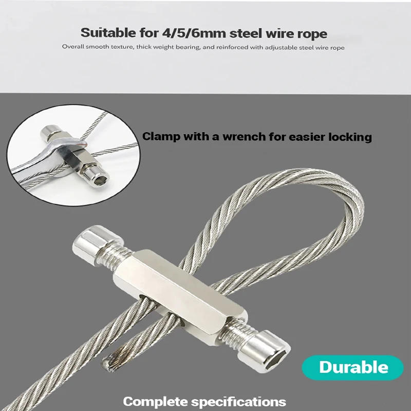 Description Picture 3 of item2PCS for 4/5/6mm Heavy Duty ClampsAdjustable Lamp Lifting Code Collet with WrenchWire Rope Cable LockMetal Fasteners