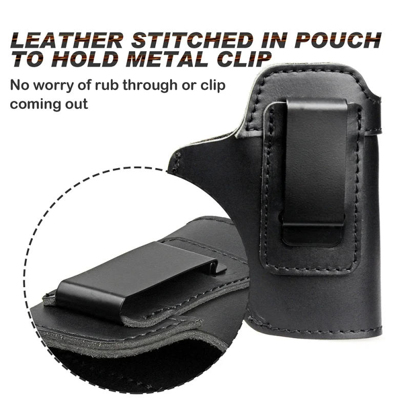Description Picture 6 of itemLeft RIGHT Tactical Leather Holster for Concealed Carry Airsoft IWB Gun Holsters for Glock 17 19 43X Sig P365 9mm for Hunting