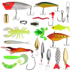 Fishing Lure Kit 78 Pieces Complete Set Minnow VIB Metal Artificial Lures Spoons Soft Bait Jig Head Worm Hook