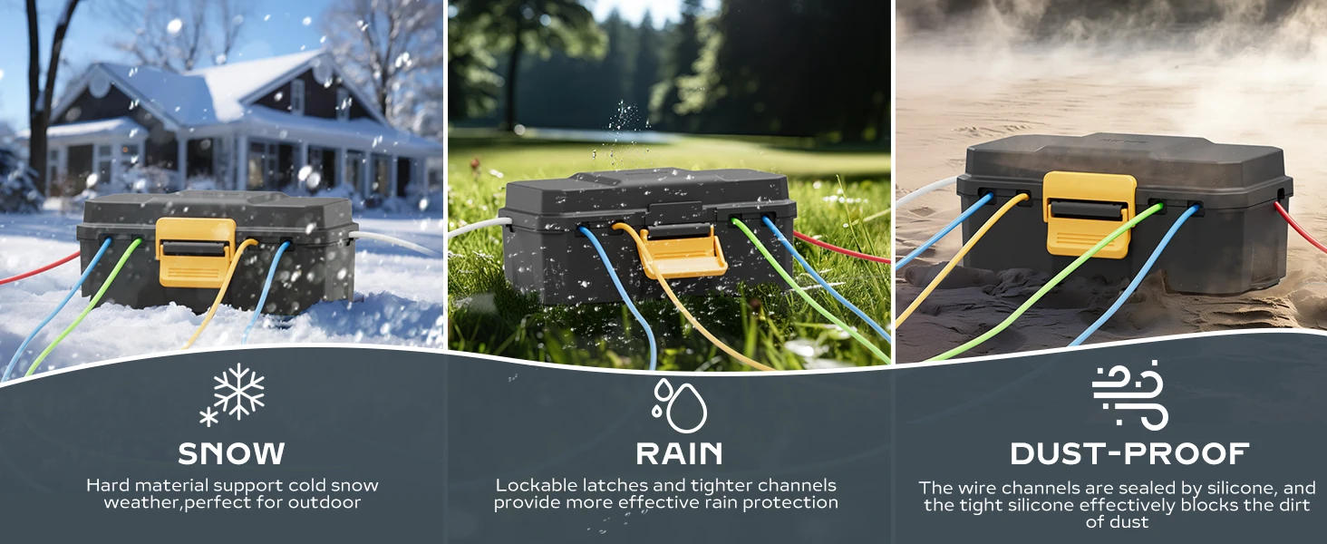 Description Picture 5 of itemDiivoo Waterproof Electrical Box Outside Cable Connection Socket Enclosure for Timers Extension Leads Holiday Garden Lawn