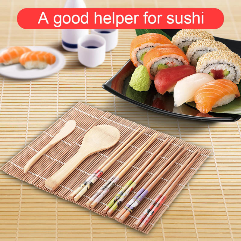 Description Picture 6 of item/set Bamboo Sushi Making Kit Family  Party Homemade Sushi Gadget For Food Lovers Sushi Kit Sushi Mat Sushi Making Kit