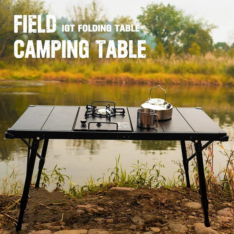Description Picture 2 of itemNOBANA Newest  Outdoor Folding Egg Roll Table Camping Portable Liftable Aluminum Picnic Barbecue Table IGT Folding Picnic Table